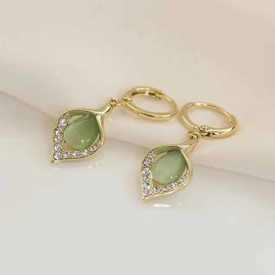 Fashion Korean Angel Eye Earrings Gold Color Plated Rhinestones Inlay