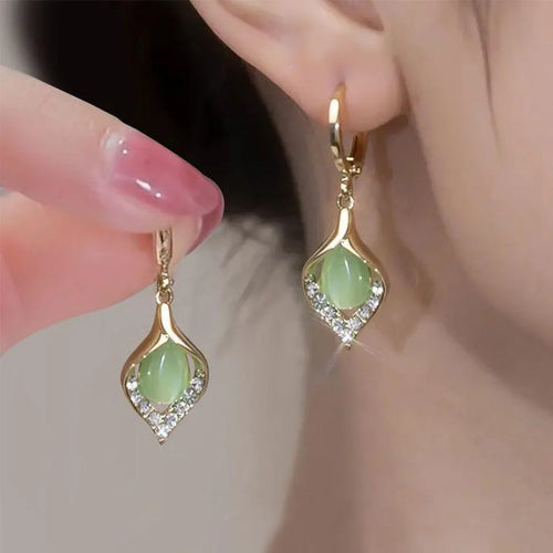 Fashion Korean Angel Eye Earrings Gold Color Plated Rhinestones Inlay