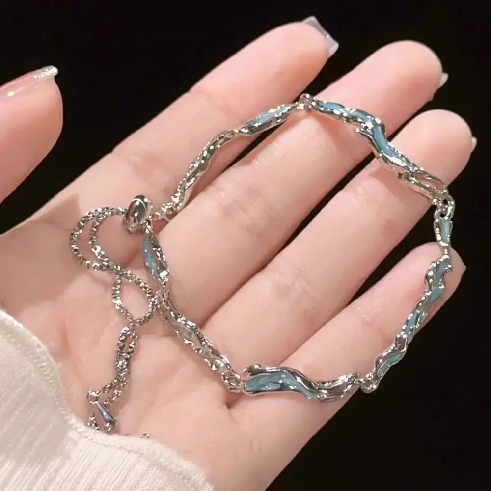 Shiny Pink Crystal Cherry Blossom Bracelets For Women Girls Sweet Moon