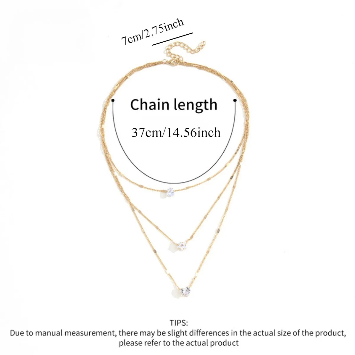 Multi-layer Five-pointed Star Heart Shape Water Drop Pendant Chain