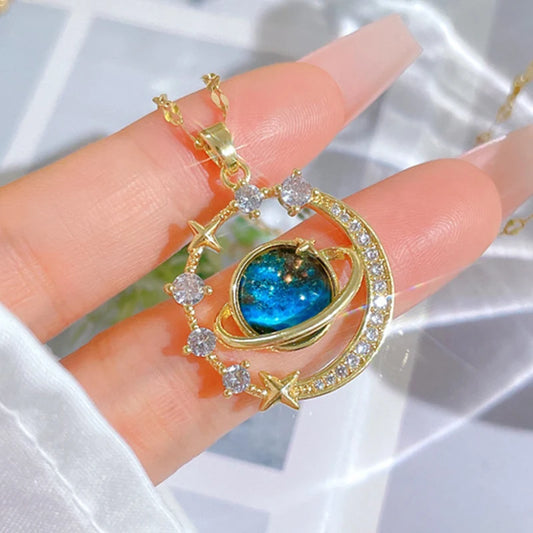 Y2K Starry Sky Planet Light Luxurious Temperament Gorgeous Necklace