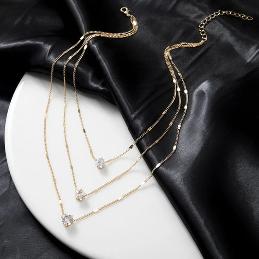 Multi-layer Five-pointed Star Heart Shape Water Drop Pendant Chain